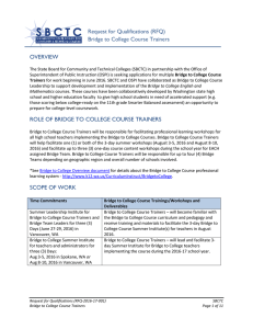 OVERVIEW Request for Qualifications (RFQ) Bridge to College Course Trainers
