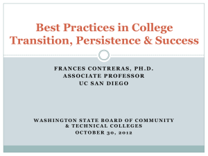 Best Practices in College Transition, Persistence &amp; Success