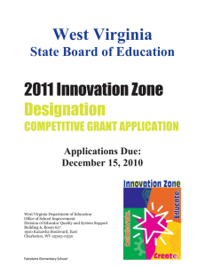 West Virginia  2011 Innovation Zone Designation