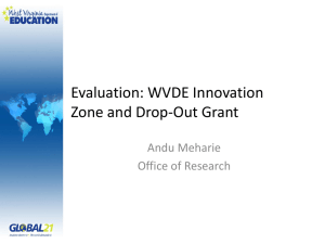 Evaluation: WVDE Innovation Zone and Drop-Out Grant Andu Meharie Office of Research