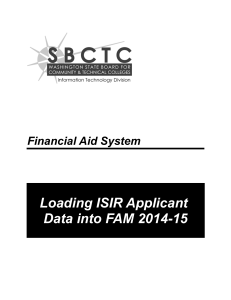 Loading ISIR Applicant Data into FAM 2014-15 Financial Aid System