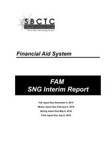 FAM SNG Interim Report Financial Aid System