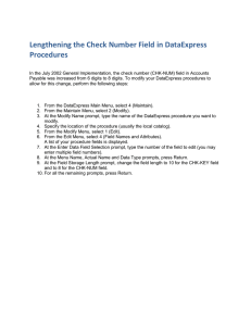 Lengthening the Check Number Field in DataExpress Procedures