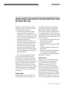 iRAQi FUndS ObligAted FOR RecOnStRUctiOn ActiVity by cpA Appendix e
