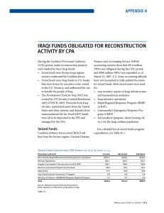 irAqi fundS oBLiGAted for reconStruction Activity By cpA Appendix H