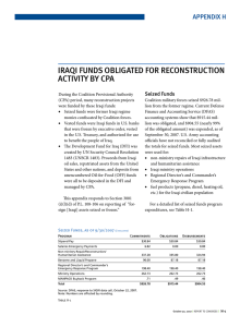 irAqi fundS oBLiGAted for reconStruction Activity By cpA Appendix H Seized funds