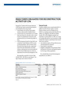 iRAQi FUndS ObligAted FOR RecOnStRUctiOn ActivitY bY cpA Appendix i Seized Funds