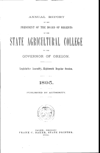 ANNUAL REPORT STATE AGRICULTURAL COLLEGE 1895. GOVERNOR OF OREGON.