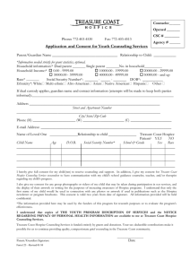 Application and Consent for Youth Counseling Services