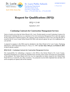 Request for Qualifications (RFQ) St. Lucie Public Schools RFQ # 13-06