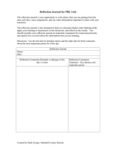Reflection Journal for PBL Unit