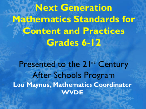 Next Generation Mathematics Standards for Content and Practices Grades 6-12