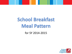 School Breakfast Meal Pattern for SY 2014-2015