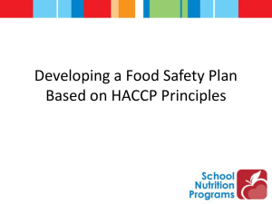 Developing a Food Safety Plan Based on HACCP Principles