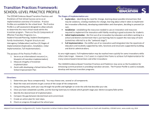 Transition Practices Framework:  SCHOOL-LEVEL PRACTICE PROFILE