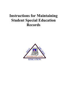 Instructions for Maintaining Student Special Education Records