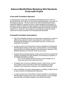 National MarkEd/State Marketing Skill Standards Cross-walk Project Cross-walk Correlation Approach