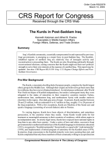 CRS Report for Congress The Kurds in Post-Saddam Iraq