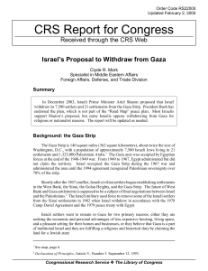 CRS Report for Congress Israel’s Proposal to Withdraw from Gaza Summary