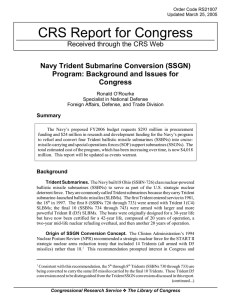 CRS Report for Congress Navy Trident Submarine Conversion (SSGN) Congress