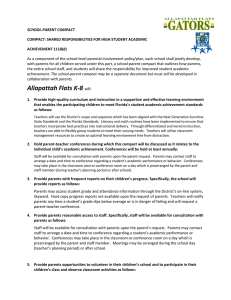SCHOOL‐PARENT COMPACT  COMPACT: SHARED RESPONSIBILITIES FOR HIGH STUDENT ACADEMIC  ACHIEVEMENT 1118(d) 