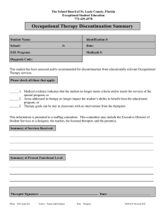 Occupational Therapy Discontinuation Summary