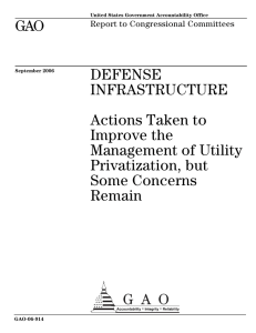 GAO DEFENSE INFRASTRUCTURE Actions Taken to