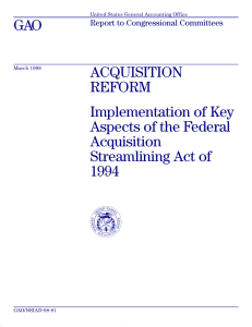 GAO ACQUISITION REFORM Implementation of Key