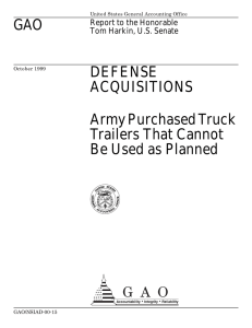 GAO DEFENSE ACQUISITIONS Army Purchased Truck