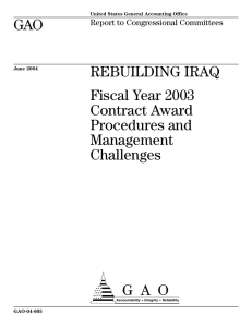 a GAO REBUILDING IRAQ Fiscal Year 2003