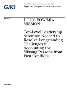 DOD’S POW/MIA MISSION Top-Level Leadership Attention Needed to