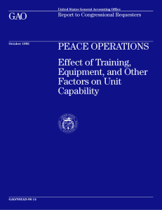 GAO PEACE OPERATIONS Effect of Training, Equipment, and Other