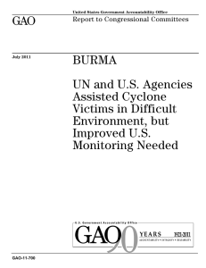 GAO BURMA UN and U.S. Agencies Assisted Cyclone