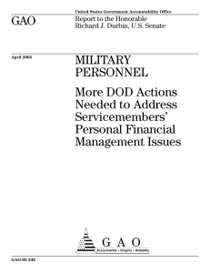GAO MILITARY PERSONNEL More DOD Actions