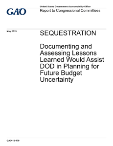 SEQUESTRATION Documenting and Assessing Lessons Learned Would Assist