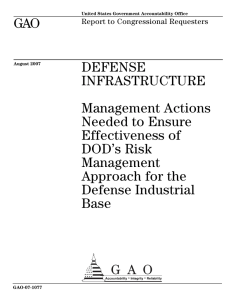 GAO DEFENSE INFRASTRUCTURE Management Actions