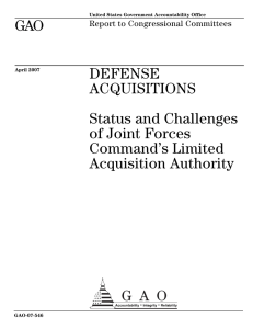 GAO DEFENSE ACQUISITIONS Status and Challenges
