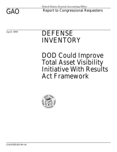 GAO DEFENSE INVENTORY DOD Could Improve