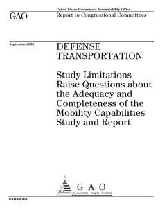 GAO DEFENSE TRANSPORTATION Study Limitations