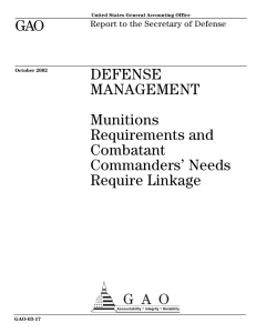 GAO DEFENSE MANAGEMENT Munitions