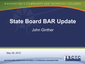 State Board BAR Update John Ginther May 29, 2015