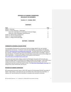 RESEARCH &amp; PLANNING COMMISSION RESOURCES FOR MEMBERS Version 1.7 – October 2014