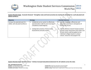 Washington State Student Services Commission Work Plan  2014-