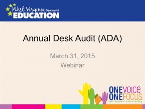Annual Desk Audit (ADA) March 31, 2015 Webinar