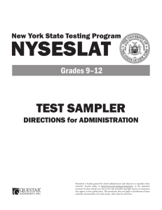 NYSESLAT TEST SAMPLER Grades 9–12 York
