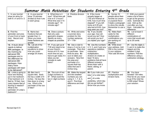 Summer Math Activities for Students Entering 4 Grade th