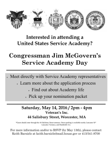 Congressman Jim McGovern’s Service Academy Day Interested in attending a