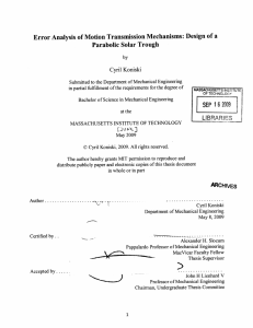 Error Analysis  of Motion  Transmission Mechanisms:  Design ... Parabolic Solar Trough Cyril  Koniski