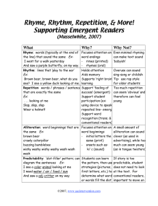 Rhyme, Rhythm, Repetition, &amp; More! Supporting Emergent Readers (Musselwhite, 2007)