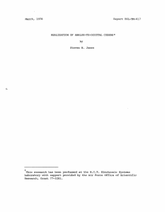 Report  ESL-TM-817 March,  1978 REALIZATION OF  ANALOG-TO-DIGITAL  CODERS* by